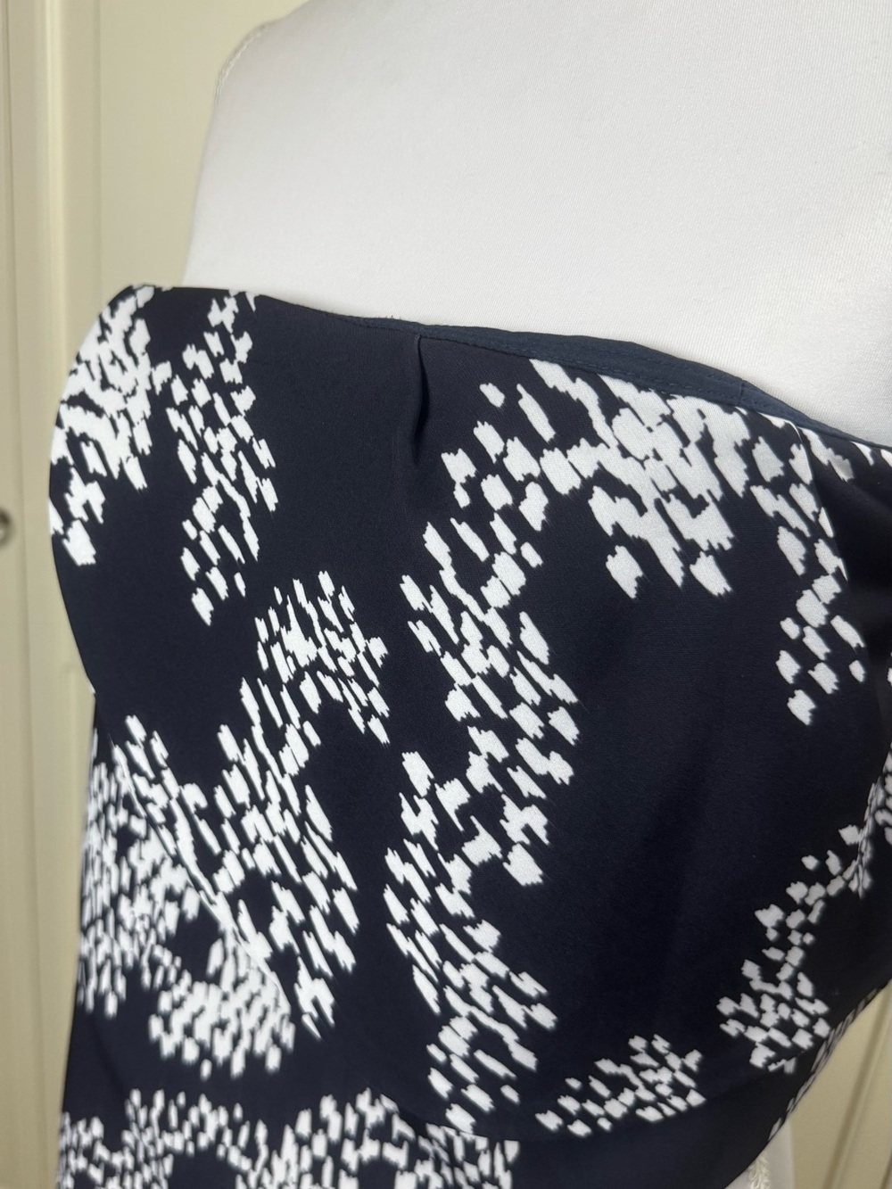 KEEPSAKE the Label Navy and White Strapless Crop Top
